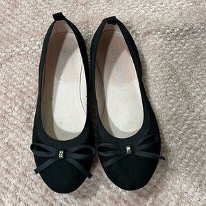Black Ballet Flats with Bow by Kelly & Katie